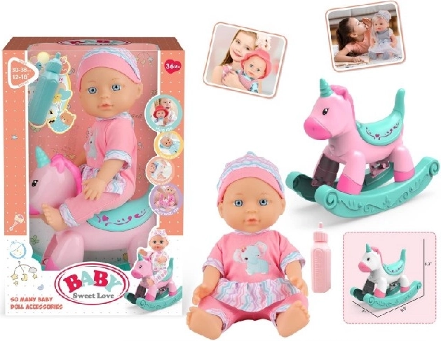Baby Sweet Love bambola bebè con cavallino a dondolo