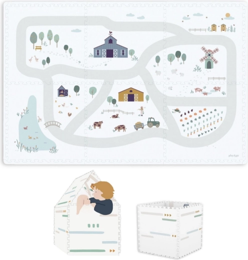 Play&Go EEVAA tiloo tappetino da gioco e box contenitore 2 in 1 fattoria