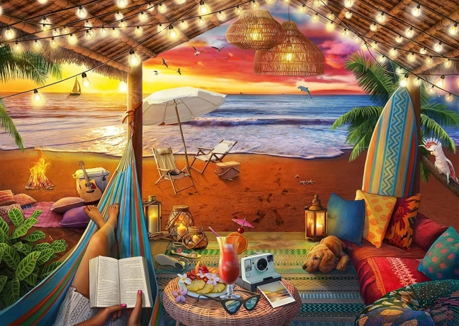 RAVENSBURGER Puzzle Luoghi accoglienti: Spiaggia Cabana XXL 500 pezzi