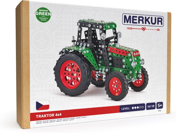 Set di costruzione Merkur – trattore 4x4 verde (567 pezzi)