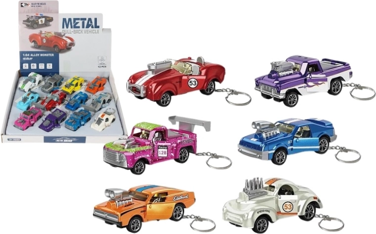 Portachiavi in metallo mini auto con portiere apribili