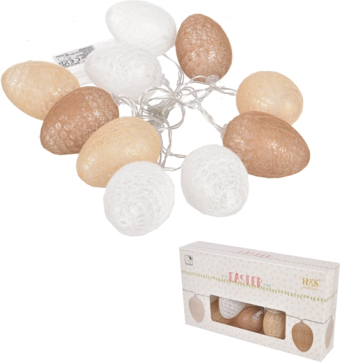 Uova pasquali decorative LED in rafia 10 pz 4 × 6 cm