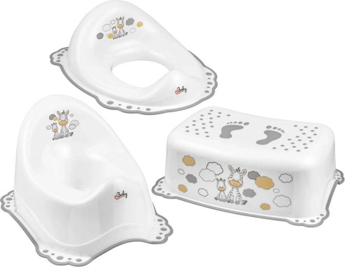 Maltex set da toilette antiscivolo per bambini Zebra bianco