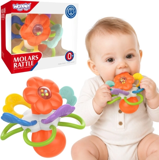 WOOPIE BABY sonaglio e massaggiagengive sensoriale a forma di fiore per bambini 0m+