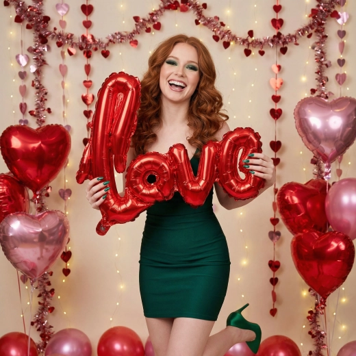 Palloncino in foil con scritta LOVE, metallico bordeaux, 55 cm