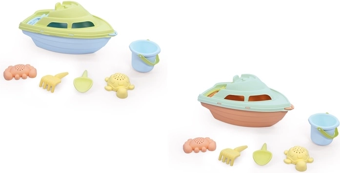 Barchetta pastello Dolu con set da spiaggia