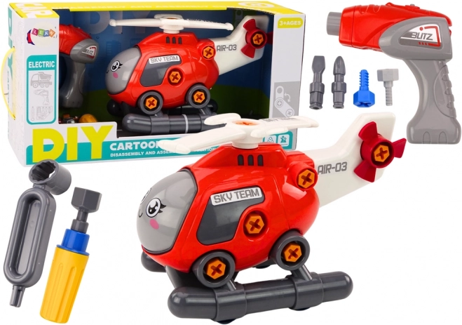 Elicottero da assemblare con viti per bambini – rosso