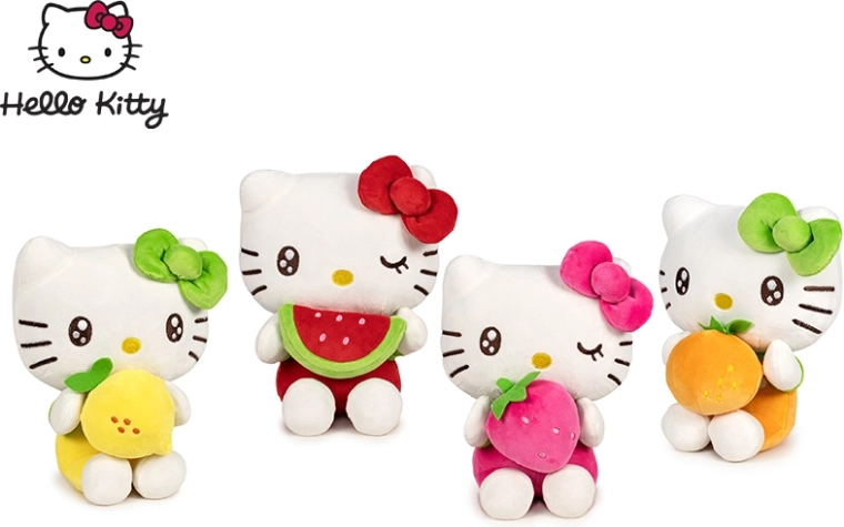 Hello Kitty figurina di peluche con frutta 16 cm, seduta (4 varianti)