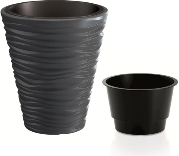 Vaso con inserto SAND 38,8 cm antracite