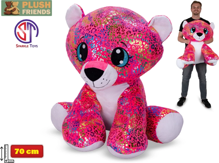 Leopardo di peluche con scintillio arcobaleno 70 cm – Plush Friends Star Sparkle