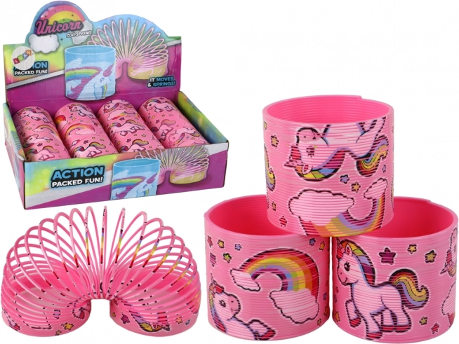 Iconica molla antistress rosa con unicorno 6 cm