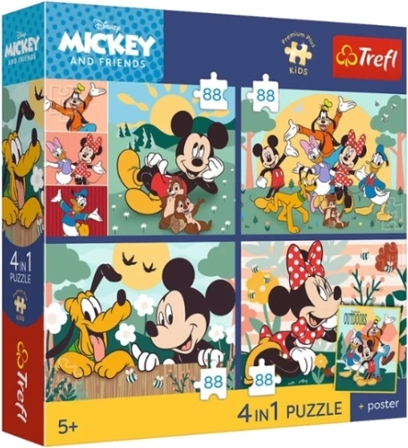Puzzle Trefl Premium Plus Kids Topolino – insieme con gli amici 4×88 pezzi
