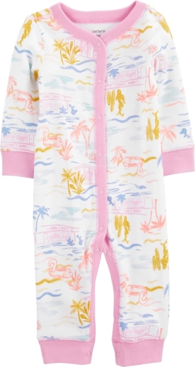 Tutina Carter's Sleep&Play Pink Palm senza piedini con bottoni a pressione per neonata, taglia 56 (NB)