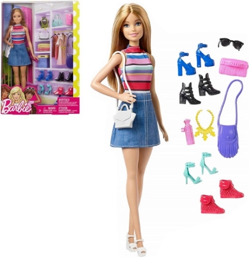 Bambola Barbie con scarpe e guardaroba