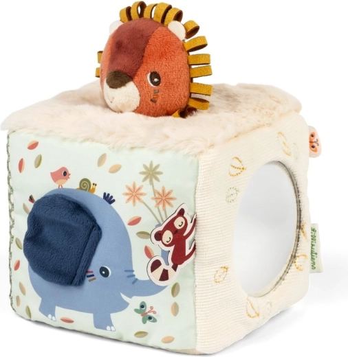 Cubo sensoriale sonoro Lilliputiens con il leone Jack