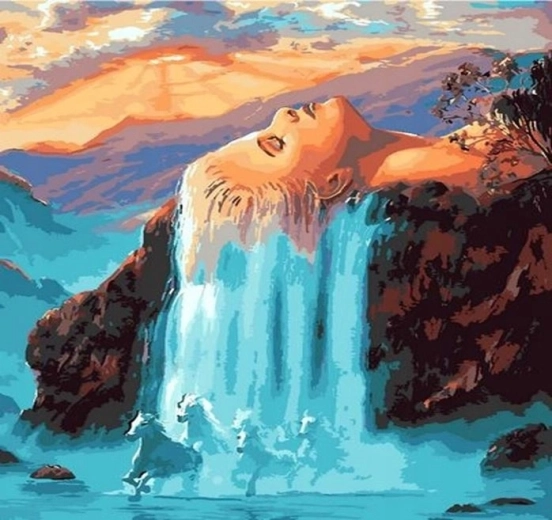 Norimpex Dipinto con numeri donna presso la cascata 40 × 50 cm