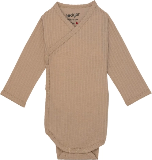 Body traspirante Lodger a manica lunga seersucker beige taglia 80