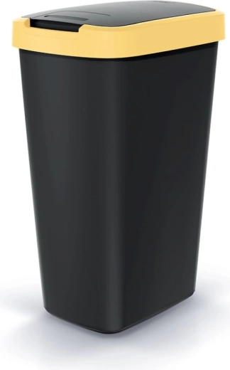 Pattumiera 45 l con coperchio basculante COMPACTA Q FLAP, nero-giallo