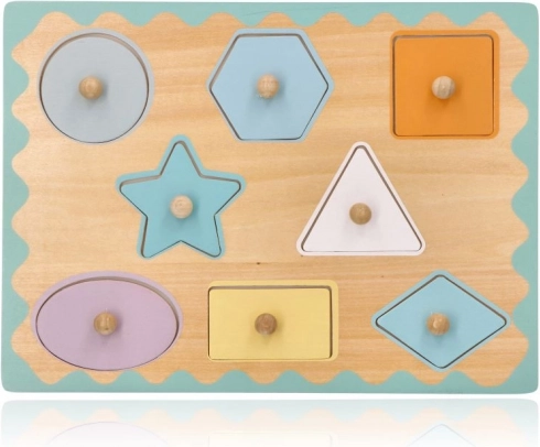 Puzzle in legno a incastro con pomelli – forme