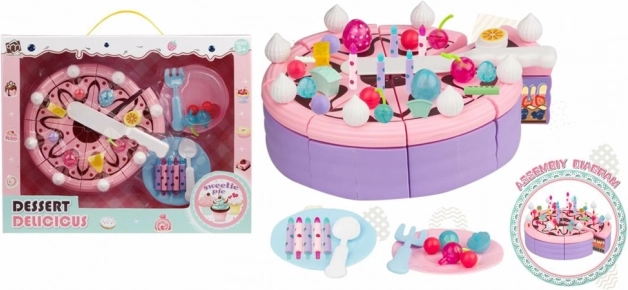 Set torta di compleanno con stoviglie e candeline