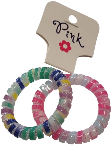 Elastici per capelli a spirale PINK, colorati, 2 pz