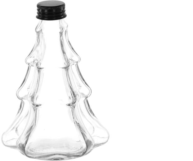 Bottiglia decorativa in vetro Choinka 300 ml con tappo a vite in metallo 28 mm