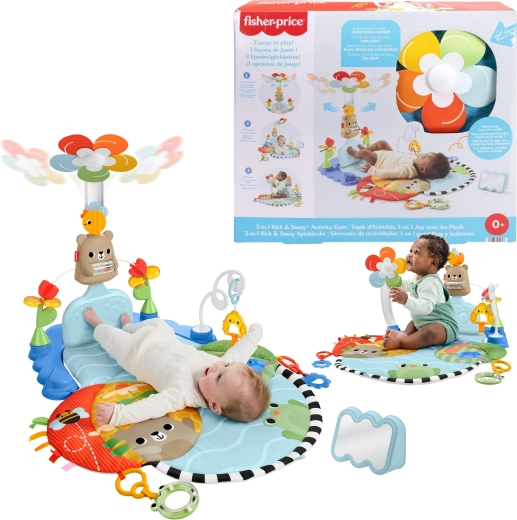 Fisher-Price tappeto gioco educativo sensoriale 3 in 1 Calcia e Gira