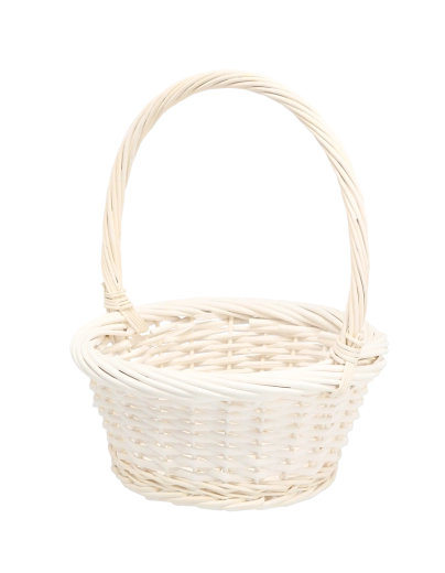 Cestino in rattan bianco con manico 25 × 25 × 12/31 cm