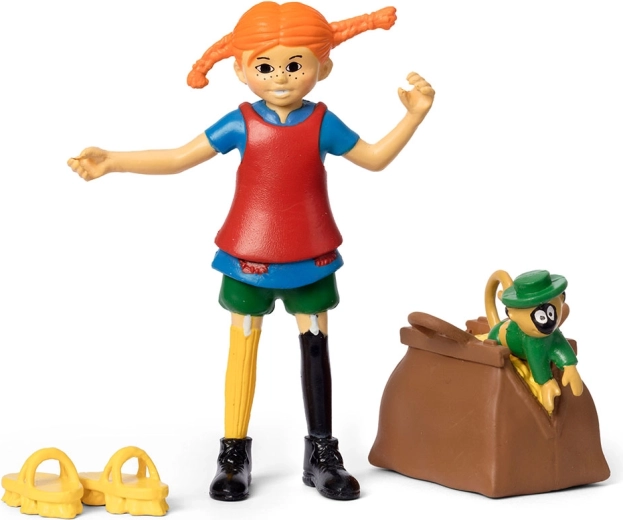 Personaggio di Pippi Calzelunghe – set da gioco con scimmietta e valigetta