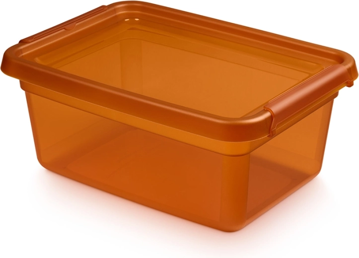 Basestore box contenitore con coperchio e clip ambra 12,5 l