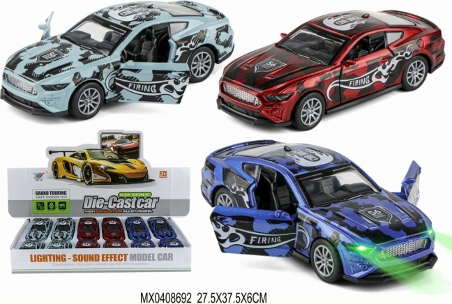 macchinina da corsa in metallo 1:32 con porte apribili e luci