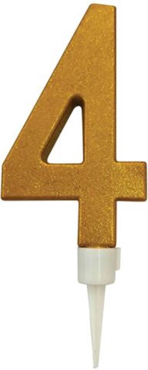 Candela per torta numero 4 oro 16 cm