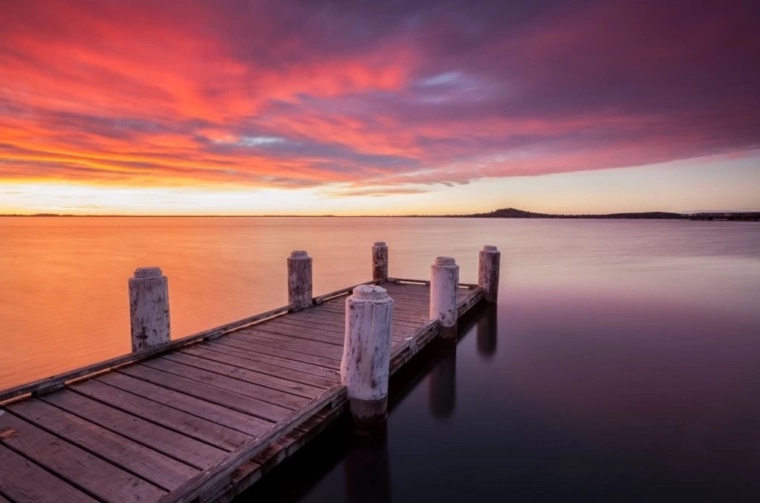 Pittura con diamanti – molo sul lago Illawarra 30 × 40 cm