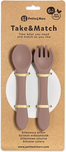 Petite&Mars posate in silicone take&match velvet latte 6m+