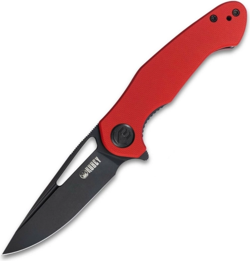 Kubey Dugu elegante coltello tascabile pieghevole 7,4 cm, dark stonewash, G10 rosso