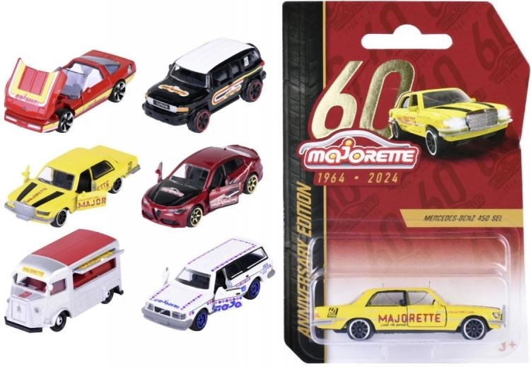 Majorette macchinina metallica in edizione anniversario 1:64 – 60 anni, assortimento di modelli
