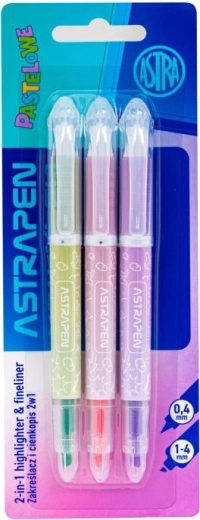 Evidenziatori Astra 2in1 pastello, set 3 pz