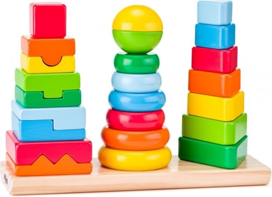 Puzzle geometrico in legno – 3 torri