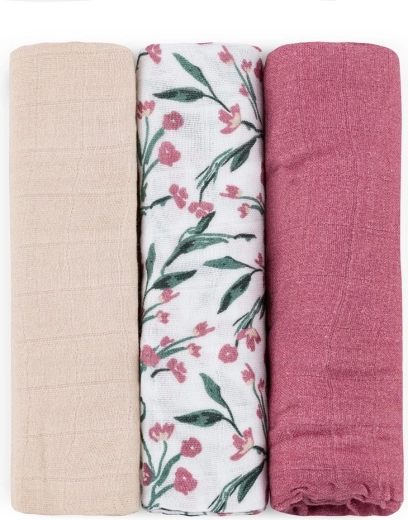 Pannolini in mussola di bambù Petite&Mars Moussy pink meadow 68 × 68 cm (3 pz)