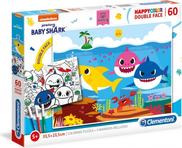 Puzzle e libro da colorare bifacciale BABY SHARK 60 pezzi