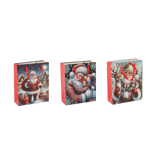 Borsa regalo natalizia con Babbo Natale 18 × 24 × 8 cm