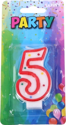 Candela per feste numero 5 rossa