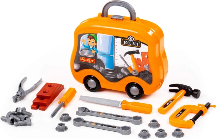 Set di attrezzi per bambini in valigetta da 28 pezzi