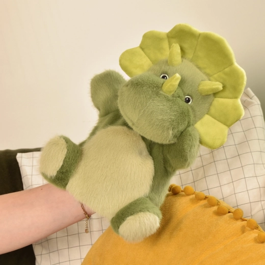 Histoire d'Ours burattino in peluche dinosauro verde 24 cm