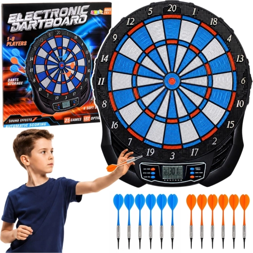 Bersaglio elettronico per freccette con LCD, 25 giochi e 176 varianti