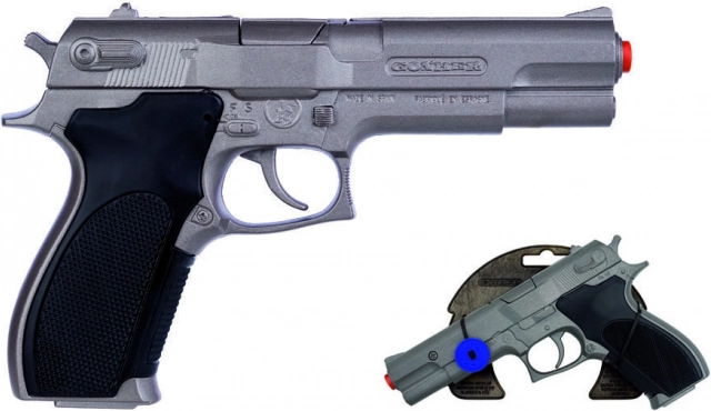 Pistola della polizia in metallo argento opaco 8 colpi