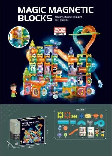 Costruzioni magnetiche 3D con luce, 202 pezzi