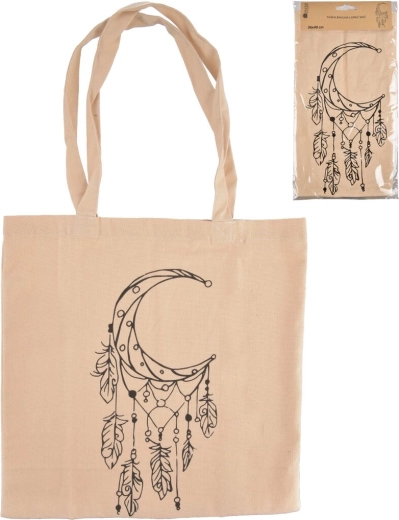 Borsa in cotone beige con motivo Acchiappasogni 36 × 40 cm