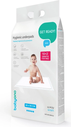 Teli assorbenti monouso BABYONO 60 × 90 cm, 12 pz