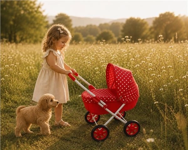 New Baby carrozzina per bambole Aniška rossa